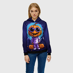 Толстовка-худи женская Тыквенная голова, цвет: 3D-черный — фото 2