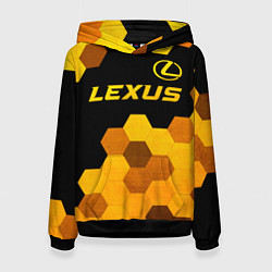 Толстовка-худи женская Lexus - gold gradient: символ сверху, цвет: 3D-черный
