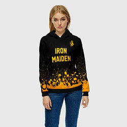 Толстовка-худи женская Iron Maiden - gold gradient: символ сверху, цвет: 3D-черный — фото 2
