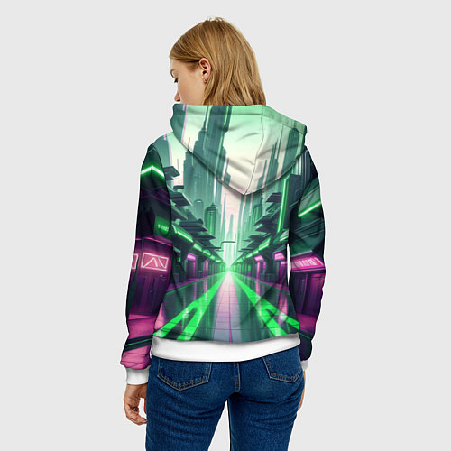 Женская толстовка Неоновый зеленый дракон / 3D-Белый – фото 4