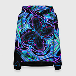 Толстовка-худи женская Абстракция neon, цвет: 3D-черный