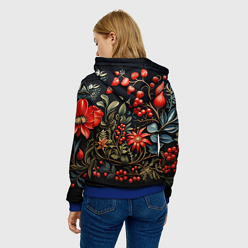 Женская толстовка Новогодние ягоды и цветы / 3D-Синий – фото 4