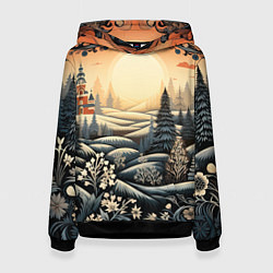 Женская толстовка Зимний предновогодний пейзаж