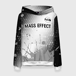 Толстовка-худи женская Mass Effect glitch на светлом фоне посередине, цвет: 3D-белый