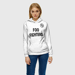 Толстовка-худи женская Foo Fighters glitch на светлом фоне посередине, цвет: 3D-белый — фото 2