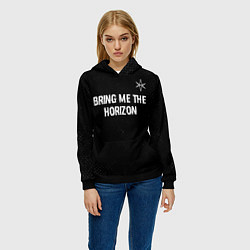Толстовка-худи женская Bring Me the Horizon glitch на темном фоне посеред, цвет: 3D-черный — фото 2