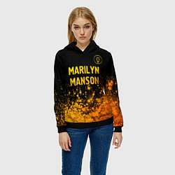 Толстовка-худи женская Marilyn Manson - gold gradient посередине, цвет: 3D-черный — фото 2