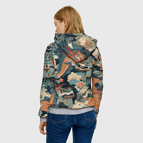 Женская толстовка Дракон с усами / 3D-Меланж – фото 4