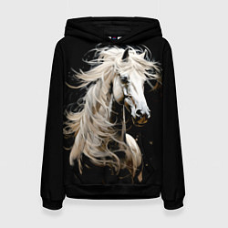 Женская толстовка Лошадь белая в ночи