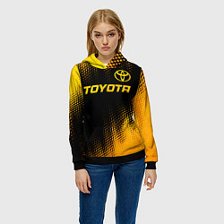Толстовка-худи женская Toyota - gold gradient посередине, цвет: 3D-черный — фото 2
