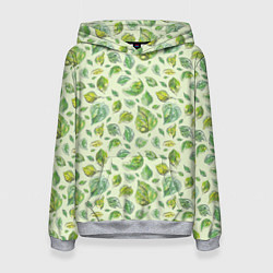 Женская толстовка Акварельные листья с узором