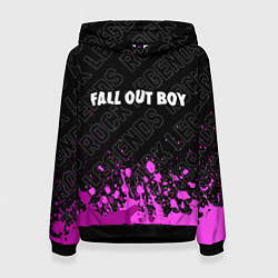 Толстовка-худи женская Fall Out Boy rock legends посередине, цвет: 3D-черный