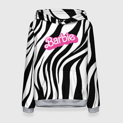 Толстовка-худи женская Ретро Барби - паттерн полосок зебры, цвет: 3D-меланж