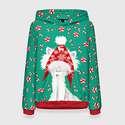 Женская толстовка Лама - альпака с леденцами