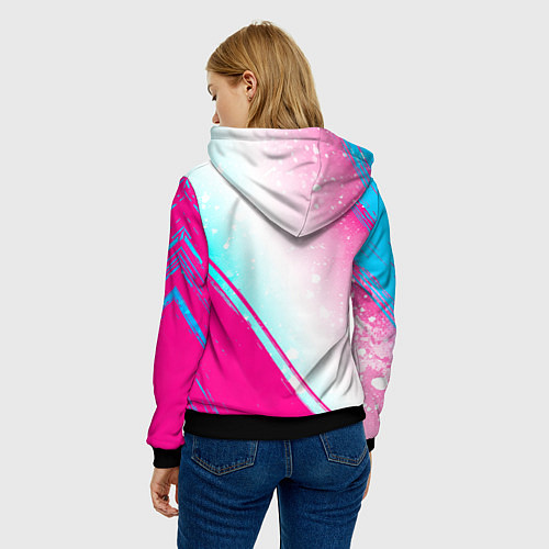 Женская толстовка Bring Me the Horizon neon gradient style вертикаль / 3D-Черный – фото 4