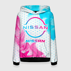 Толстовка-худи женская Nissan neon gradient style, цвет: 3D-черный