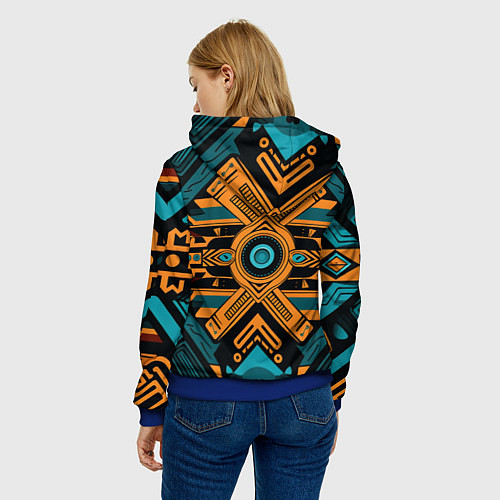 Женская толстовка Геометрический узор в стиле ацтеков / 3D-Синий – фото 4