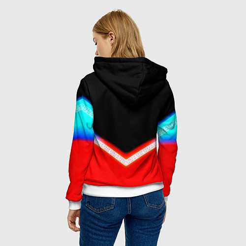 Женская толстовка Охотник х Охотник неоновые иероглифы / 3D-Белый – фото 4