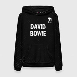 Толстовка-худи женская David Bowie glitch на темном фоне посередине, цвет: 3D-черный