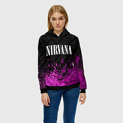 Толстовка-худи женская Nirvana rock legends посередине, цвет: 3D-черный — фото 2