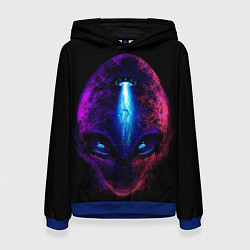 Толстовка-худи женская UFO alien head, цвет: 3D-синий