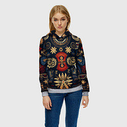 Толстовка-худи женская Узор в славянском стиле, цвет: 3D-меланж — фото 2