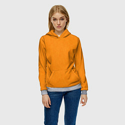 Толстовка-худи женская Жёлто-оранжевый текстура однотонный, цвет: 3D-меланж — фото 2