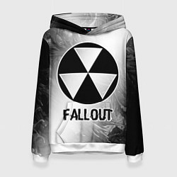 Толстовка-худи женская Fallout glitch на светлом фоне, цвет: 3D-белый