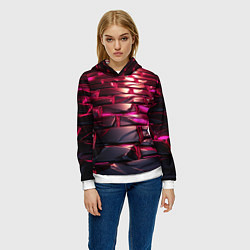 Толстовка-худи женская Неоновые фиолетовые и розовые камни, цвет: 3D-белый — фото 2