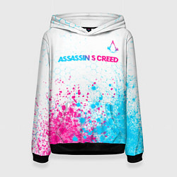 Женская толстовка Assassins Creed neon gradient style посередине