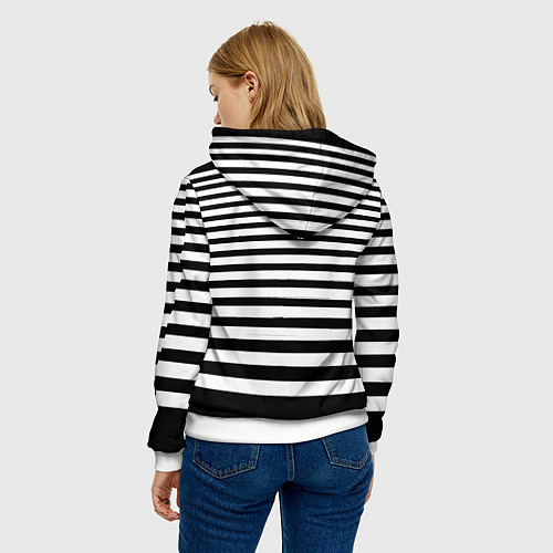 Женская толстовка Силуэт на чёрно белом полосы / 3D-Белый – фото 4