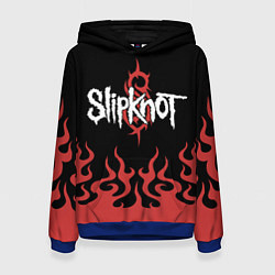 Толстовка-худи женская Slipknot в огне, цвет: 3D-синий
