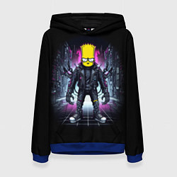 Толстовка-худи женская Cool Bart Simpson - cyberpunk - ai art, цвет: 3D-синий
