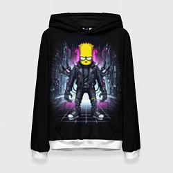 Толстовка-худи женская Cool Bart Simpson - cyberpunk - ai art, цвет: 3D-белый