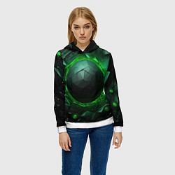 Толстовка-худи женская Абстрактная гармония зеленого, цвет: 3D-белый — фото 2