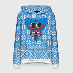 Толстовка-худи женская Huggy Wuggy christmas sweater, цвет: 3D-белый