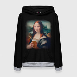 Толстовка-худи женская Мона Лиза с пивком, цвет: 3D-меланж