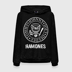 Толстовка-худи женская Ramones glitch на темном фоне, цвет: 3D-черный