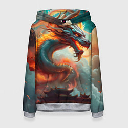 Толстовка-худи женская Мифический дракон 2024, цвет: 3D-меланж
