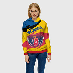 Толстовка-худи женская Scania logo, цвет: 3D-красный — фото 2