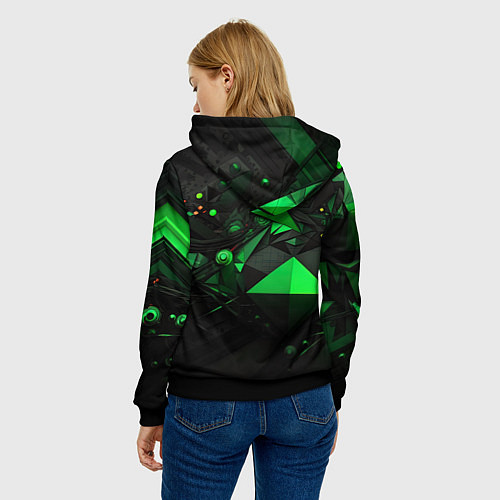 Женская толстовка Абстрактный лабиринт зелени / 3D-Черный – фото 4