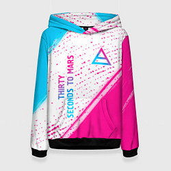 Толстовка-худи женская Thirty Seconds to Mars neon gradient style вертика, цвет: 3D-черный