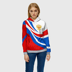 Толстовка-худи женская Россия - спортивная униформа, цвет: 3D-меланж — фото 2