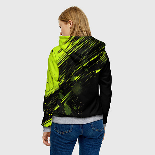 Женская толстовка Зеленая краска на черном фоне / 3D-Меланж – фото 4