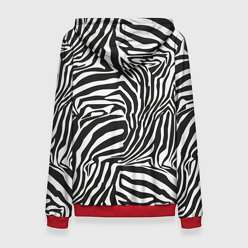 Женская толстовка Шкура зебры черно - белая графика / 3D-Красный – фото 2
