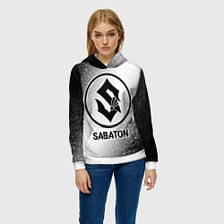 Толстовка-худи женская Sabaton glitch на светлом фоне, цвет: 3D-белый — фото 2