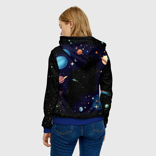 Женская толстовка Крутой котик в открытом космосе - нейросеть / 3D-Синий – фото 4
