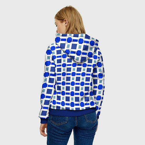 Женская толстовка Синие кирпичики и белые полосы / 3D-Синий – фото 4