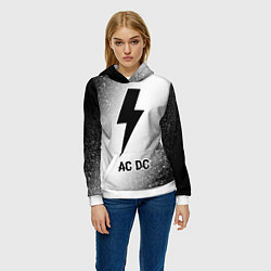 Толстовка-худи женская AC DC glitch на светлом фоне, цвет: 3D-белый — фото 2