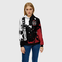 Толстовка-худи женская Umbrella Security на спортивном красно бело чёрном, цвет: 3D-черный — фото 2